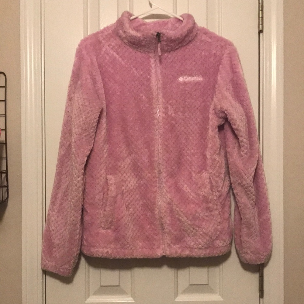 Pink Columbia fleece jacket. Kids size XL
